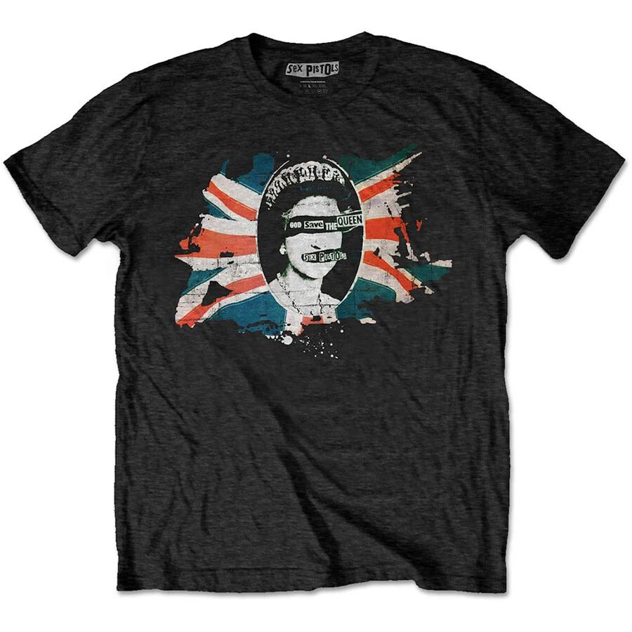 Sex Pistols-God Save The Queen Flag -Black T-shirt XL