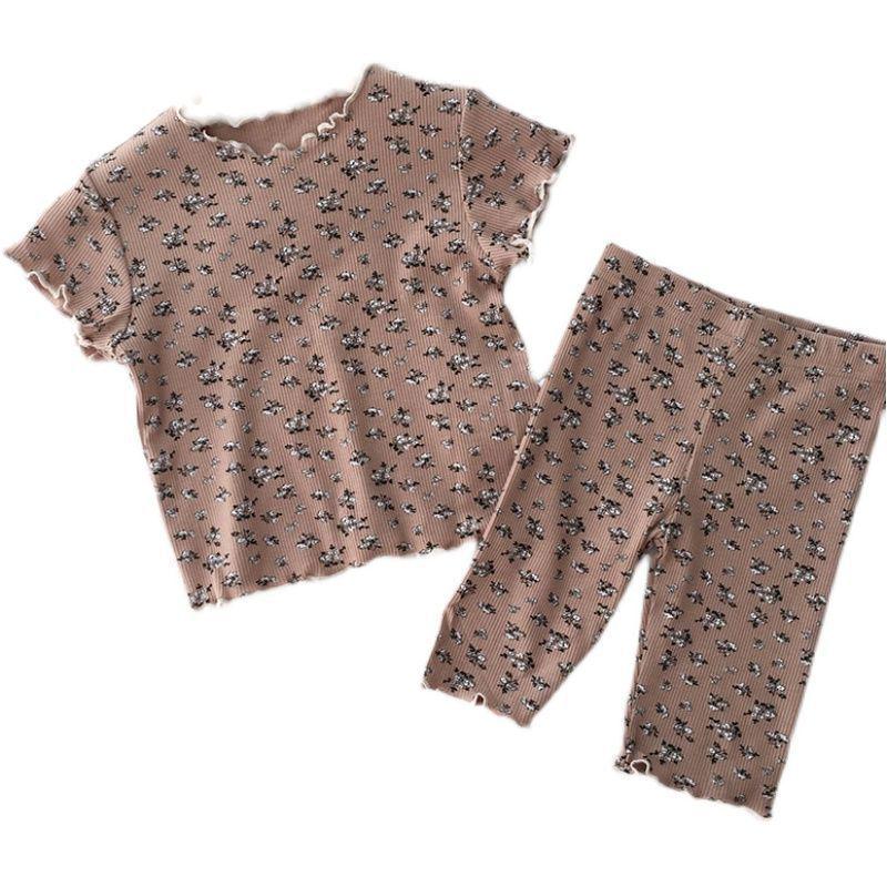 Summer 2024 Korean Style Floral Short Sleeve Baby Two-Piece Set