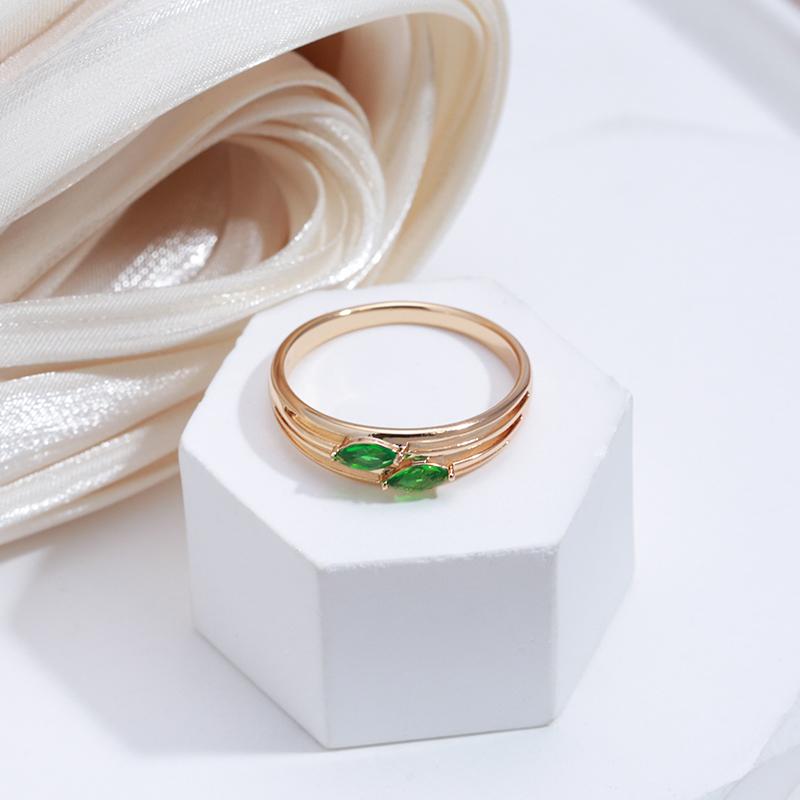 Kinel Shiny Green Zircon Leaf Rings For Women Trendy Luksus Smykker