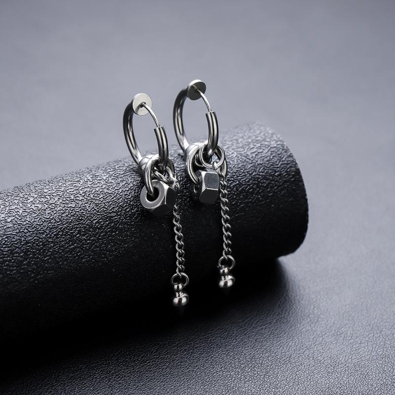 Orecchino a goccia Punk con catena lunga conica in acciaio al titanio, orecchino a cerchio alla moda per donna uomo, gioiello personalizzato, regalo