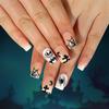 Spooky Halloween Nail Art Set: Spiderweb, Skull, Ghost, Moon & Cross Design Fake Nails