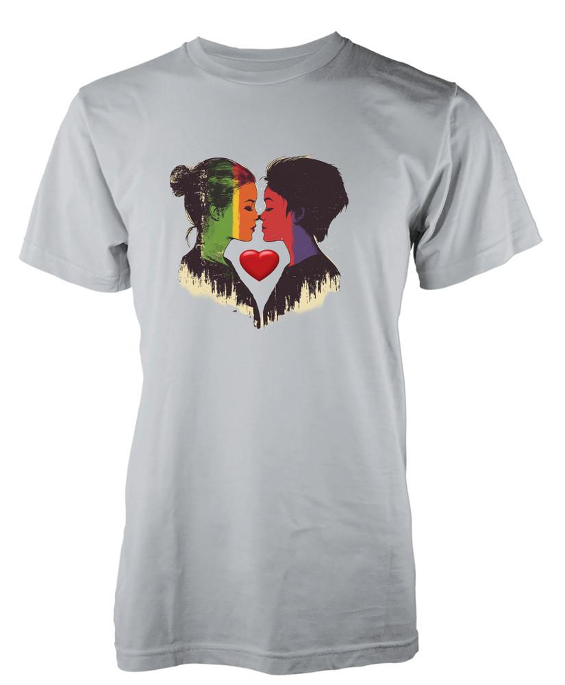 

Pride The Kiss Lovers Loveheart Respect Rainbow LQBTQ Unique Tshirt Adult and Kids S