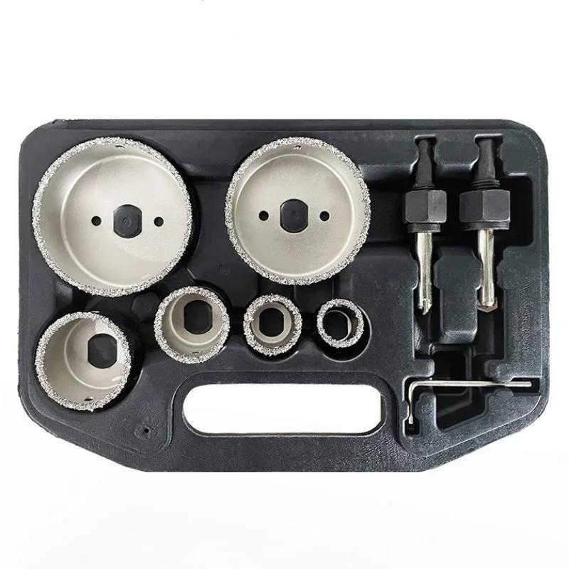 9PC/Set Hard Alloy Ceramic Tile Hole Opener Set Brazed Granular Alloy Hole Opener Combined Brick Wall Hole Drill Accessories