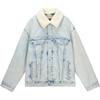 Levis Color Block Simple Comfortable Versatile Lapel Faux Shearling Denim Jacket Men Jackets Light-Blue 0017B-0000