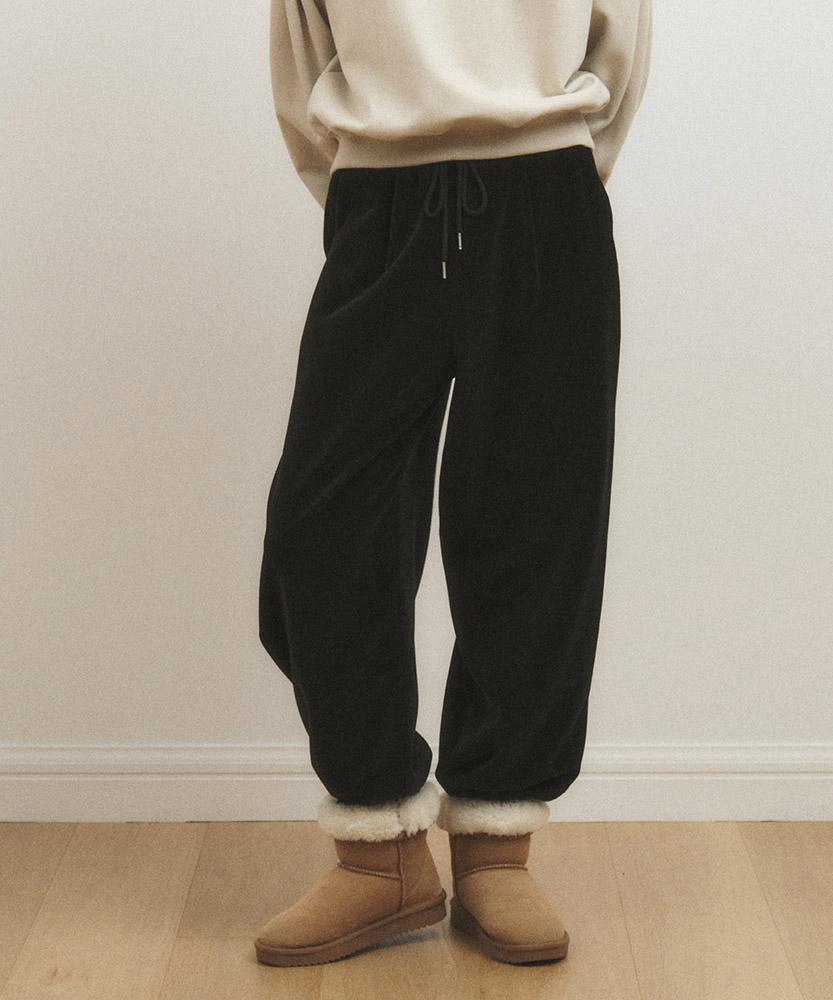 AAU Velour Wide Easy Pants_Black