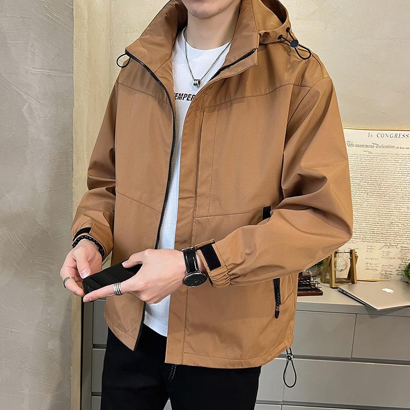 Men's Jackets for Young and Middle-aged People, Small Fragrant Style Hooded Work Jackets, Spring and Autumn Outdoor Fleece Jackets
