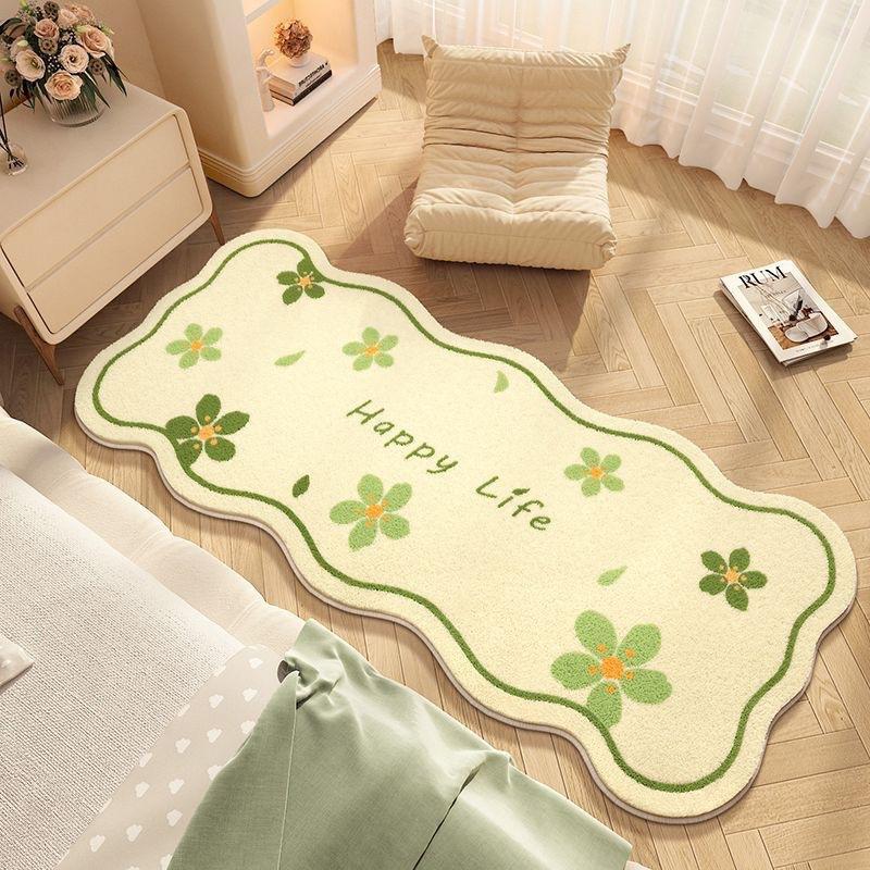 Irregular Flower Bedside Carpet Non-slip Super Absorbent Cashmere Carpet Suitable for Living Room Bedroom Entry Carpet