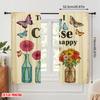 2pcs 2D Flat Printing Window Curtains Today I Choose Happy Butterflies Flowers Polyester Without Electricity Party Decorations