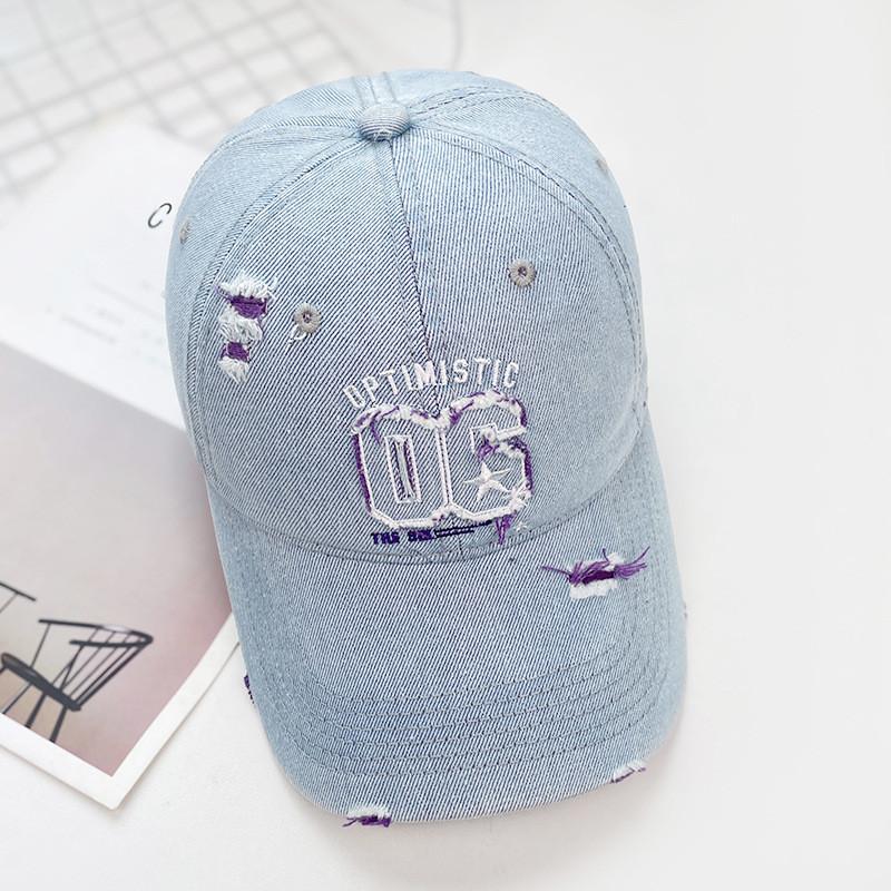 

Vintage Denim Letter Embroidery Baseball Cap For Women Summer Sun Protection Stylish Casual фиолетовый