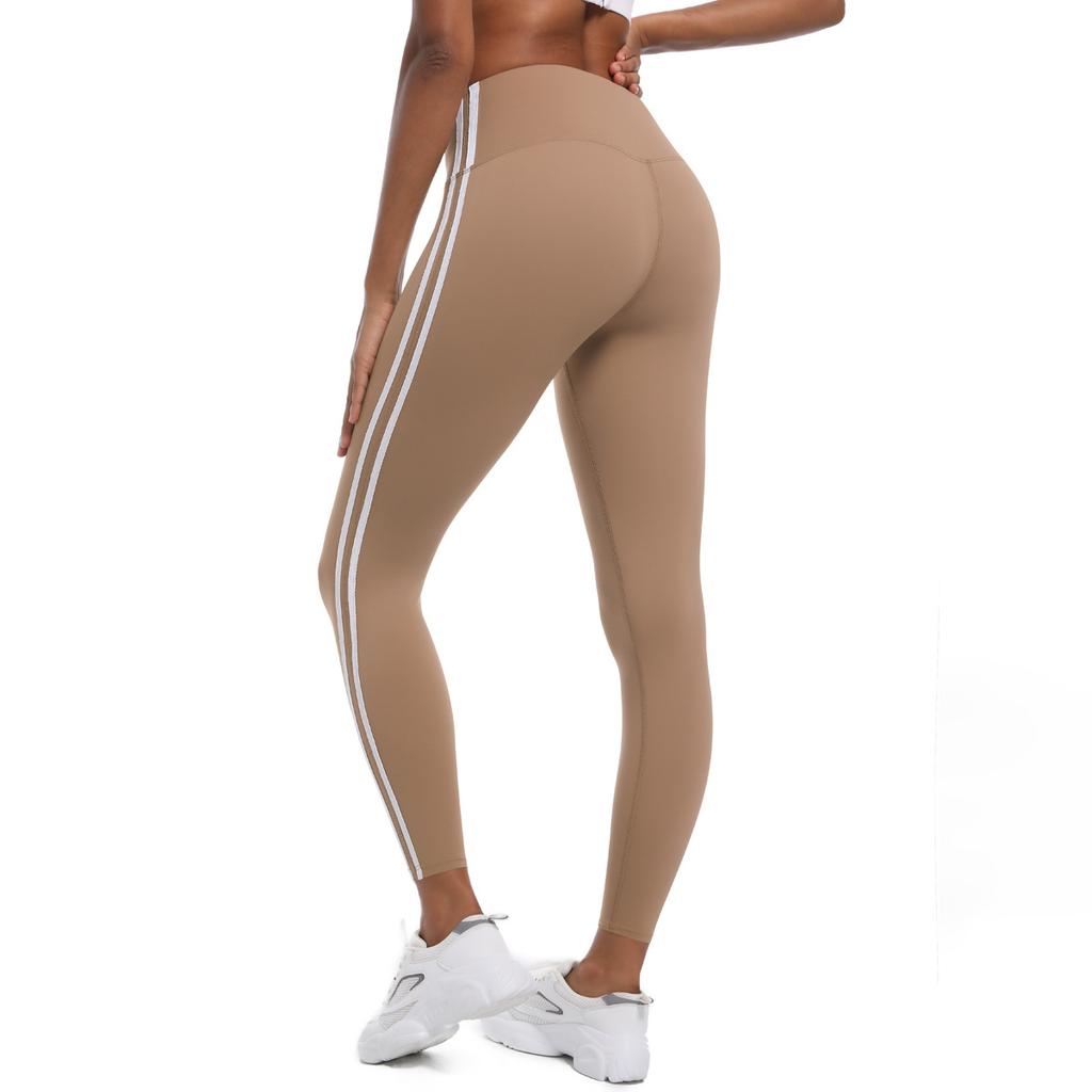 New Striped Pants For Wearing High Waisted And Slimming Sports Barbie Pants, Peach Hip Lifting Running And Fitness Yoga Pants For Women
