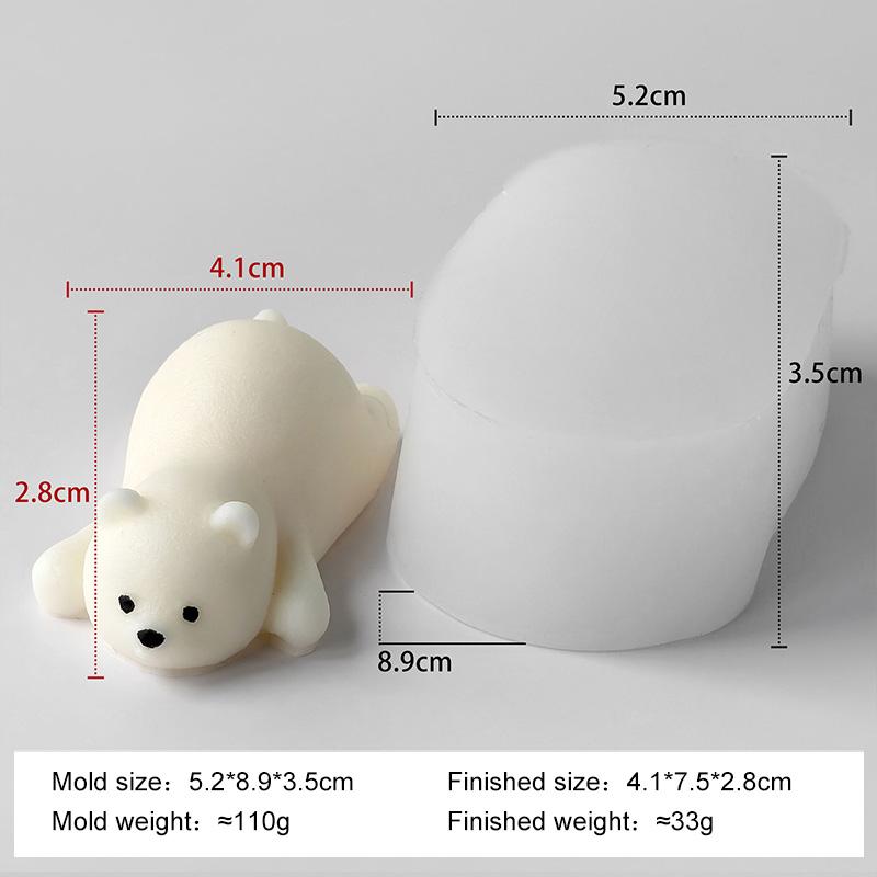 

3D Polar Bear Aroma Candle Mold Handmade Plaster Epoxy Resin Ornament Silicone Mold Soy Wax Candle Making Supplies