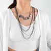 Fashionable Multi-layer Heart-shaped Bead Autumn Necklace Chain Alloy Collarbone Chain European and American Exaggerated