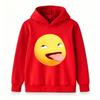 Kids Boys Girls Hooded Sweatshirt, Funny 3D Sly Tongue Out Emoji Print Casual Pullover Hoodie Soft Long Sleeve Loose Top for Daily School Holiday Wear