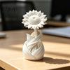 Zierliche Sonnenblumenfigur 3D-gedrucktes Ornament, Nordischer Stil Mattweiße Blume Schreibtischdekoration, Kleine Harzdekoration Ästhetische Tischregal Dekoration,