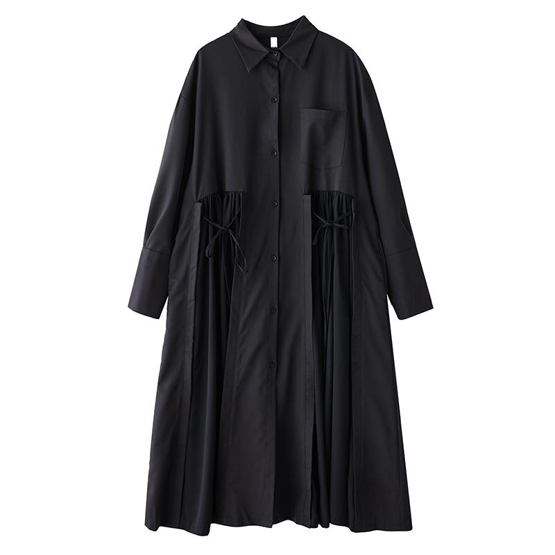 

XITAO Повседневное Осеннее Новое Платье Темного Стиля с Присборенной Талией GJ1224 One Size чёрный