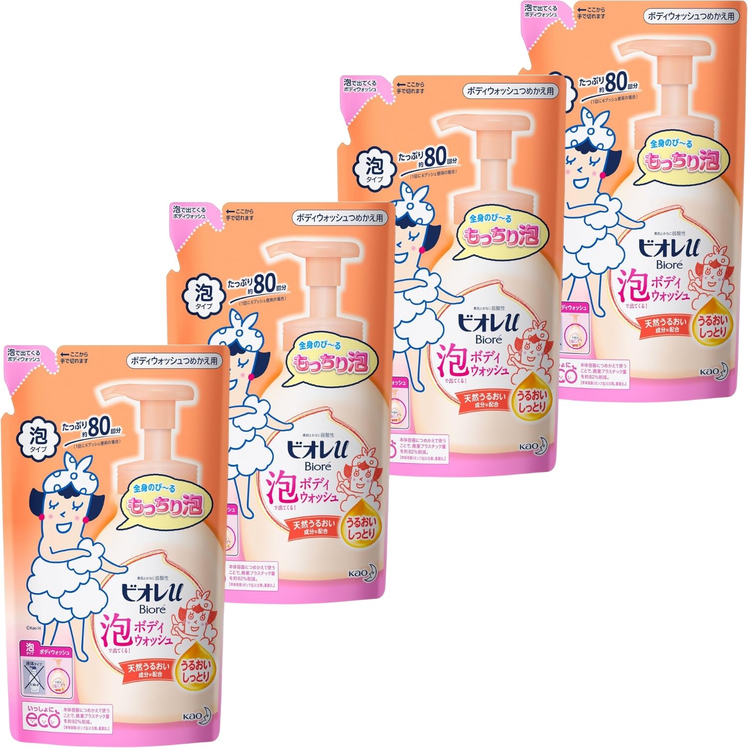

Biore U Foam Body Wash Moist Refill 480 мл Бонусный набор из 4 штук +