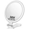 10X 15X 20X 30X 40X Foldable Double Sided Magnifying Cosmetic Mirror Portable Handheld Beauty Mirror with Suction Base 
