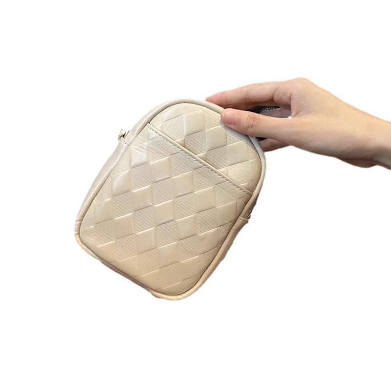 Mobile Phone Bag, Women's Crossbody Bag, New Texture Versatile, Diamond Grid Vertical Style, Vegetable Tanned Cowhide Small Bag, Shoulder Bag
