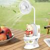 Ventilador USB de Escritorio con Forma de Inodoro con Portalápices Pegatinas DIY Lindo Mini Ventilador de Refrigeración para Oficina Hogar Gadget Flexible Regalo para Decoración de Escritorio