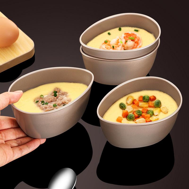 Steamed Egg Bowl Egg Shape Bowl Stainless Steel Heat Resistant Metal Food Serving Mixing Poached Egg Bowl Kitchen Supplies