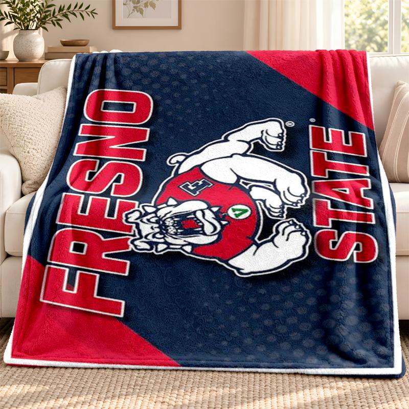 Fresno State Bulldogs blanket Flannel Blanket Soft Cozy Plush Throw for Sofa Bed Lightweight Home Decoration Outdoor camping