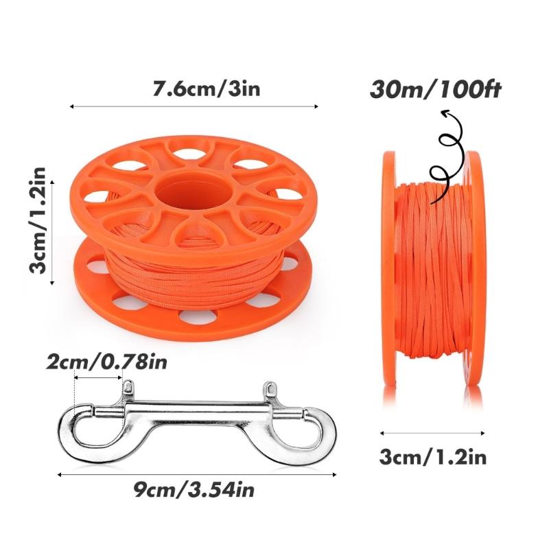 Scubas Diving Spool Finger Reel Plastic Spool Finger Reel with Double Ended Hook Cave Diving Equipment Enduring