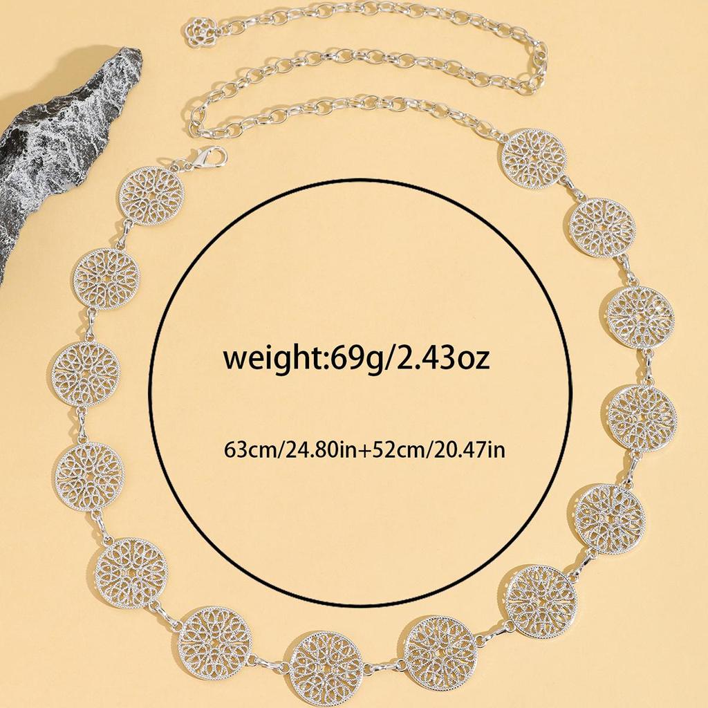 Bohemian Style Engraved Metal Waist Chain for Dresses and Jeans