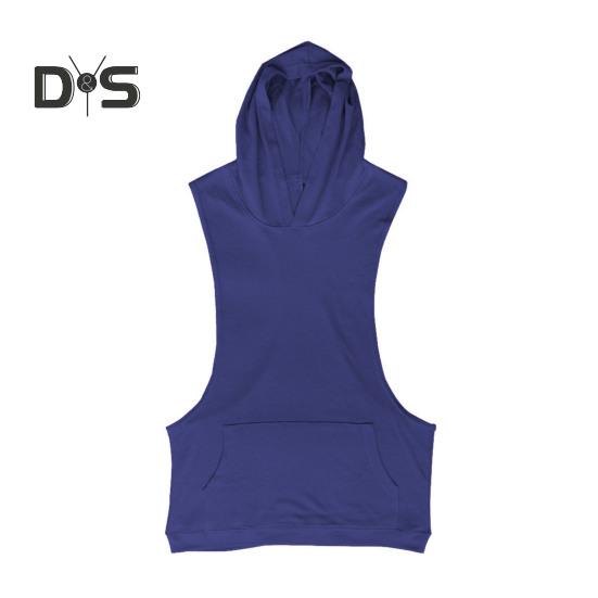 Men Hoodie Vest Hooded Sleeveless Solid Color Summer Sweatshirt Loose Fit Breathable Fabric Sport Vest