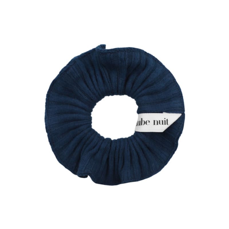 Aube Nuit Soft Knit Ruffle Hair Scrunchie Indigo Blue S