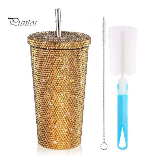 

Блестящий стакан с кисточкой, стразами, заклепками, стакан из нержавеющей стали, термокружка, игристая термокружка, подарки на день рождения для мамы и жены 500ML золотистый