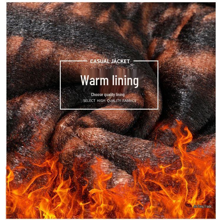 Men's Fleece-Lined Lapel Jacket, Thickened Autumn/Winter Coat for Middle-Aged and Older Men
