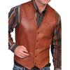 Vest for Men Fashion Western Leather Cowboy Vest for Men Spring Autumn Outwear Faux Leather Waist Coat Vest Coat Plus Size