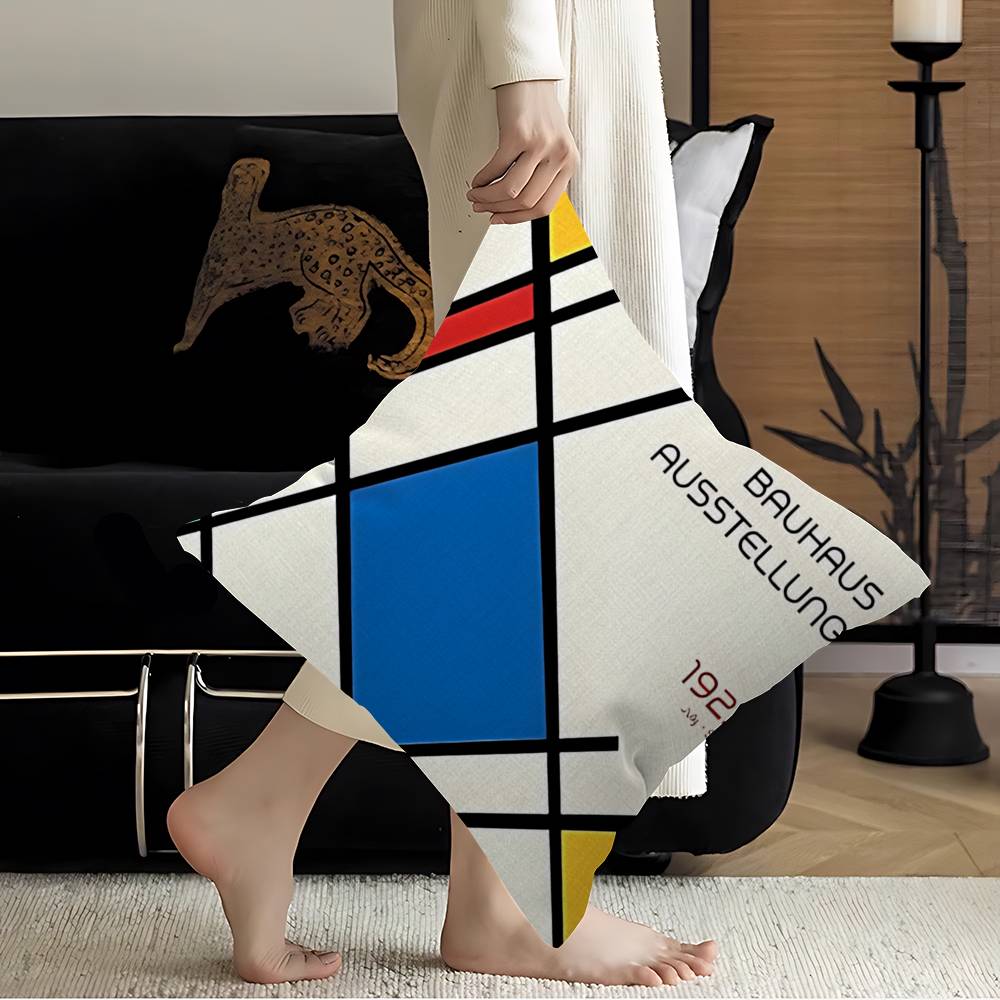 

Modernist Bauhaus Geometric Canvas Personalized Picture Text Home Decorative Pillows Household Gifts 45x45cm 12x12Inch