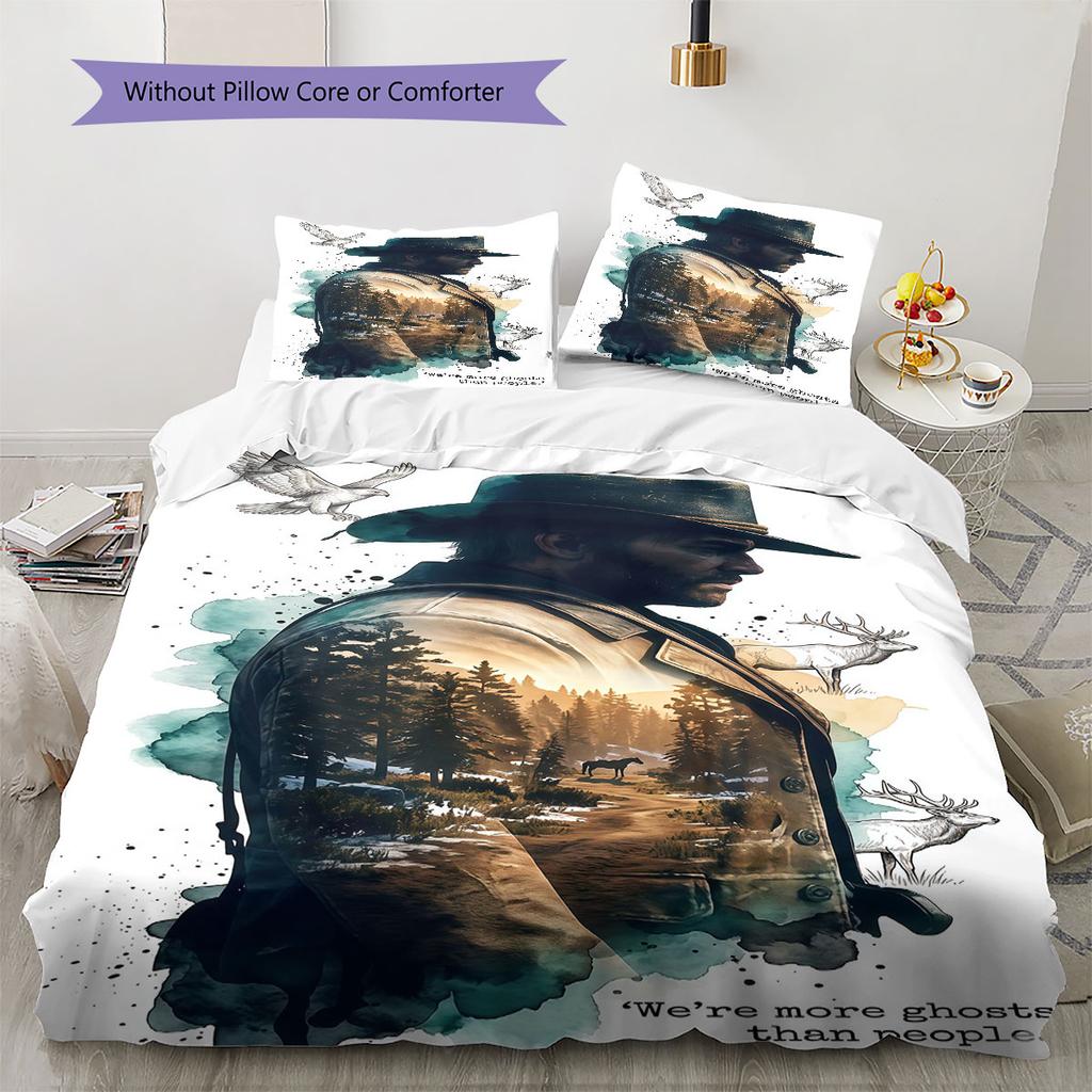 Arthur Morgan Poster Bedding Quilt Set Quilt Cover Pillowcase Home Decoration Birthday Gift (1 * Duvet Cover + 2 * Pillowcase, Without Core)
