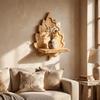 Stable Wooden Leaf Floating Shelf Wooden Wall Display Shelf Plants Display Stand  for Living Room