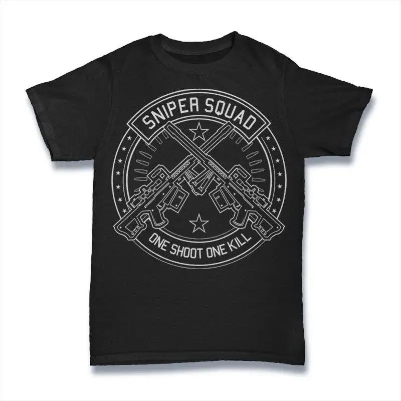 Sniper Squad T Shirt One Shot One Kill Soldier War Unisex 2019 Newest Letter Print Hip Hop Novelty Unisex Brand Clothing Casual Shirt