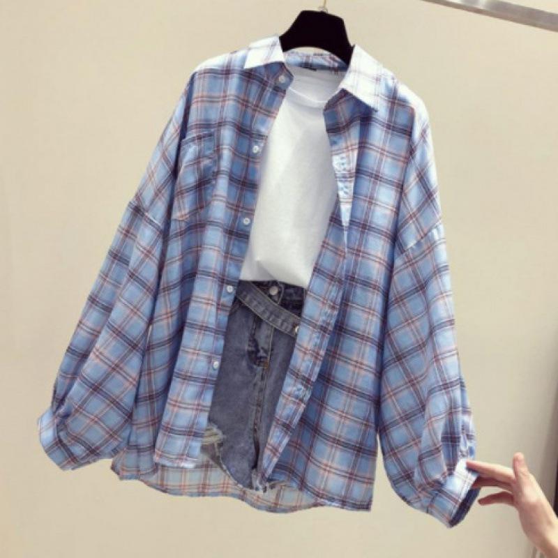 Women's Spring 2023 Korean-Style Sunscreen Plaid Shirt - Fashionable Net Red Fairy Jacket