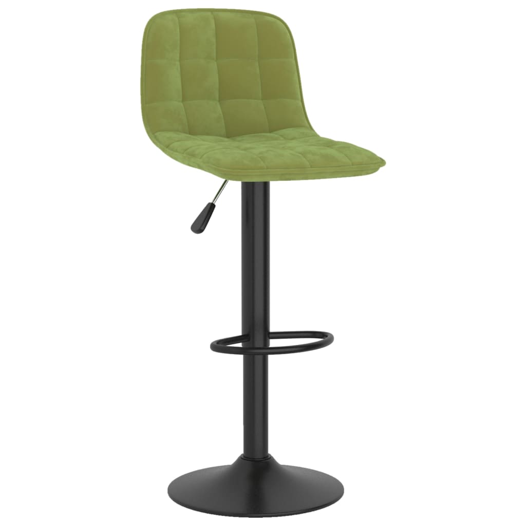 Bar Stool Set of 2 Light Green Velvet