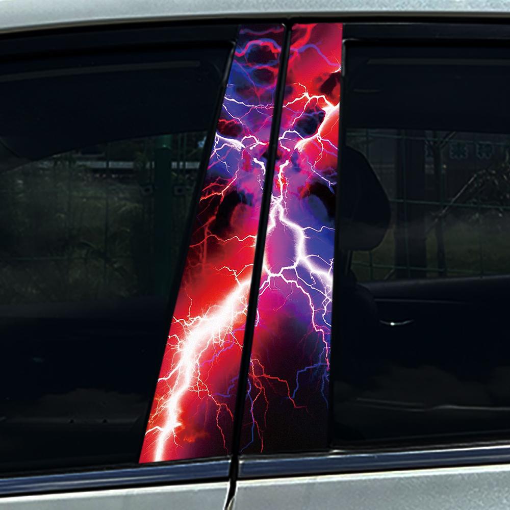 1PC/2PCS Cool Lightning Car Stickers DIY Car B-pillar Cover Scratches Waterproof Durable Decoration Auto PET Decals 1PC