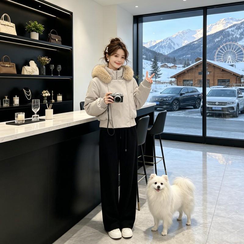 2026 Winter Oversized Hooded Cotton Puffer Coat Women Plus Size Thick Warm Short Jacket With Faux Fur Collar