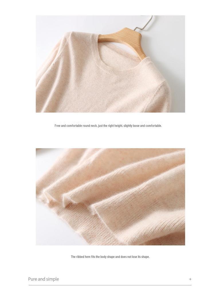 Women's Versatile Long Sleeve Knitted Sweater - Round Neck for Spring, Autumn & Winter