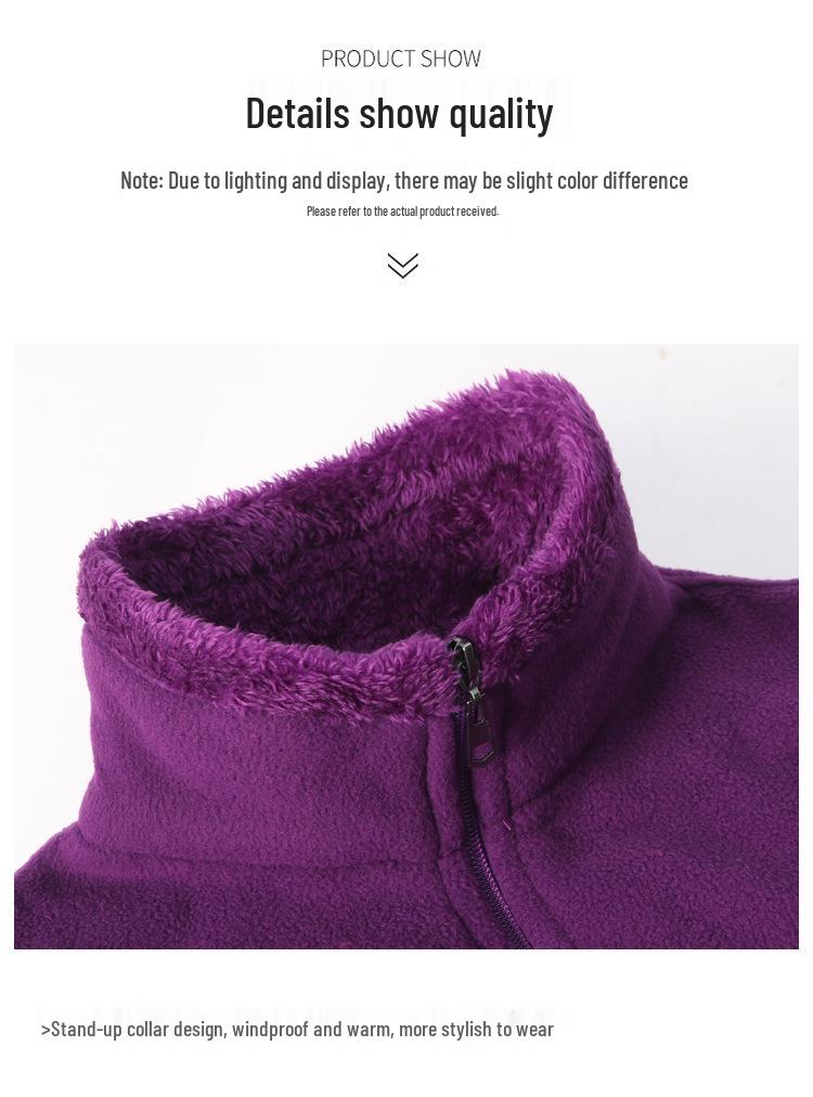 Mid-Aged & Elderly Fleece Sherpa Sweatshirt: Warm Stand Collar Jacket for Fall & Winter.