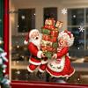 Christmas Gifts for Friends Window Stickers, Static Cling Santa Claus Snowman Reindeer Decals, Cute Animal Art Holiday Glass Clings Home Storefront