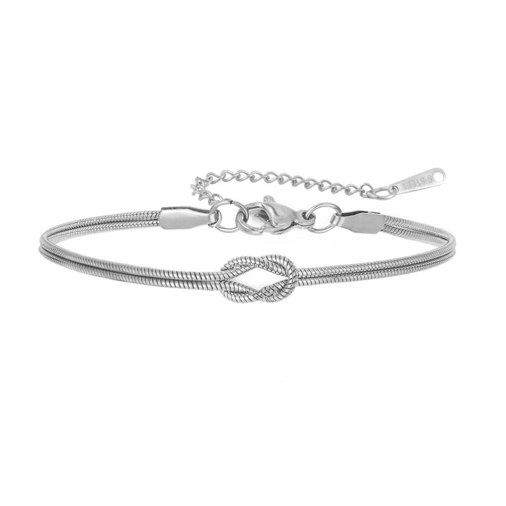 Braccialetti per Coppia in Acciaio Inossidabile Colore Oro Nero Catena Doppia a Serpente Nodi d'Amore Braccialetti Donna Uomo Gioielli Minimalisti Regalo