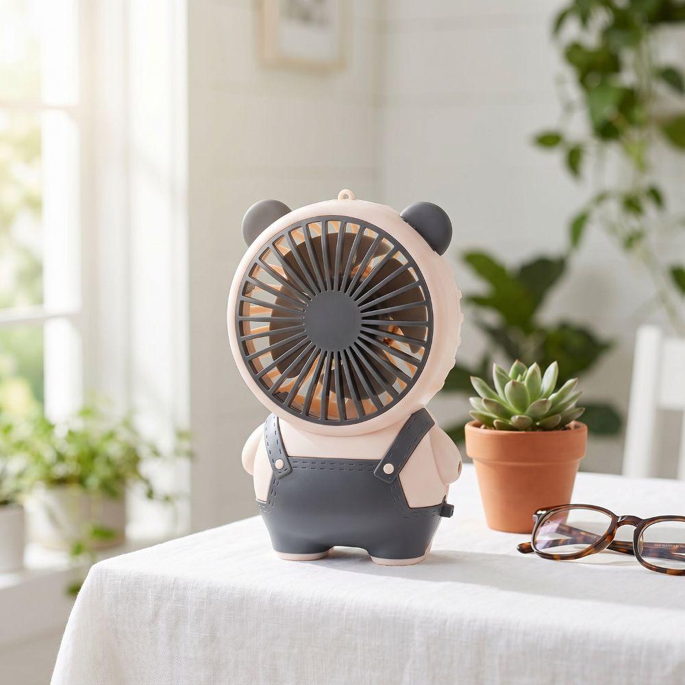 Portable Children's Handheld Fan Bear Shape Handheld Mini Fan Cartoon Bear Fan Student Dormitory