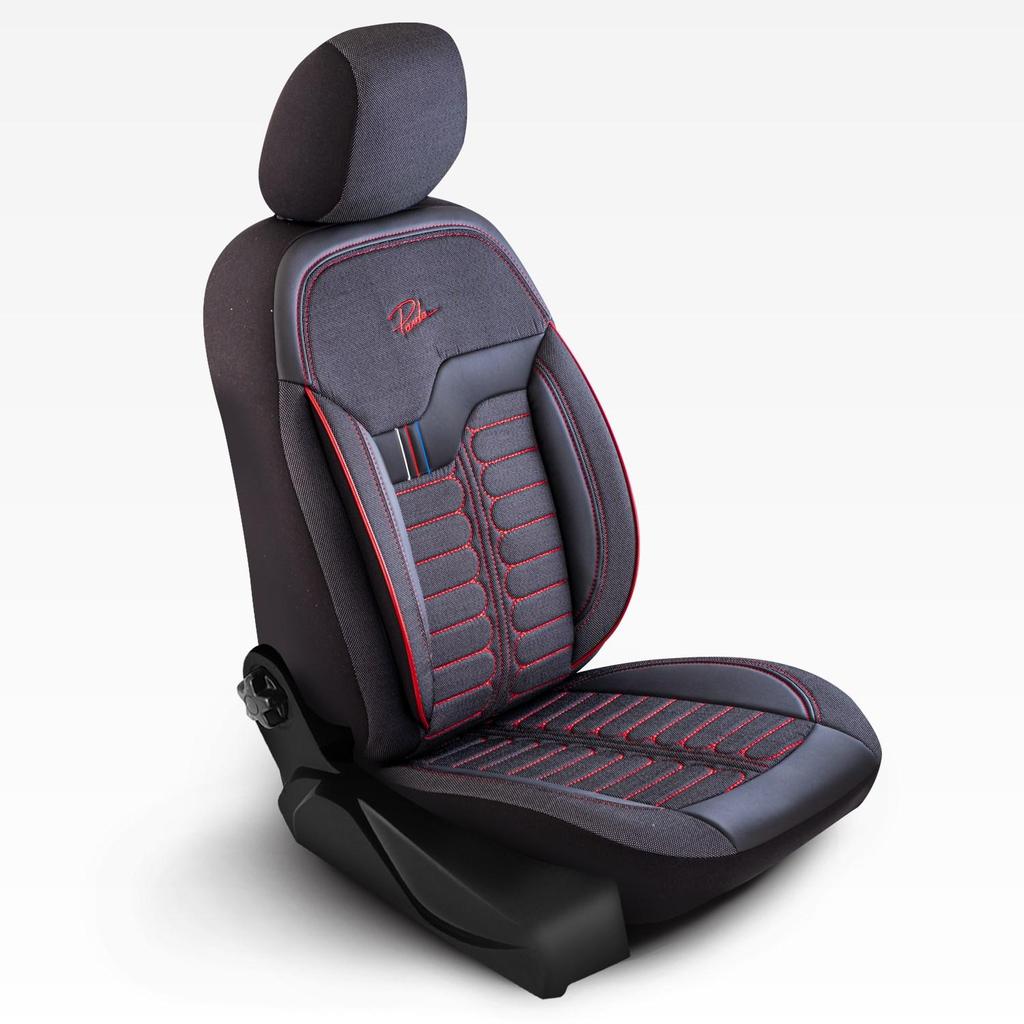 LONDRA SERİSİ İNGİLİZ ÖZEL JAKAR KUMAŞ OTO KOLTUK KILIF Kırmızı Siyah Nefes Alabilir Kumaş