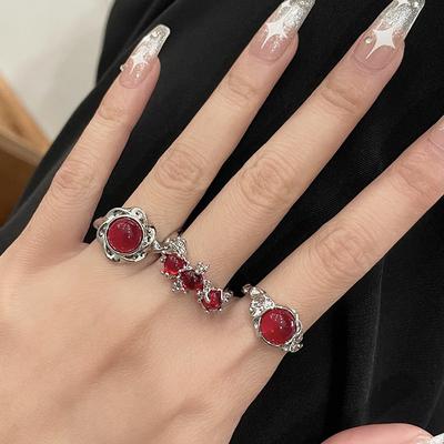 Ruby Premium Sense Stacked Wear Niche Design Sense Open Ring Jewelry Personalized Index Finger Ring