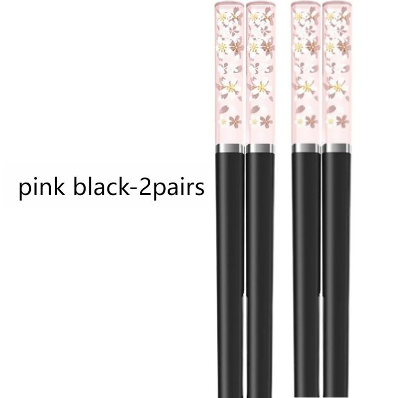Japanese Chopsticks Alloy Amber Cherry Blossom Antibacterial Anti-slip High Temperature Resistant Reusable Kitchen Tableware