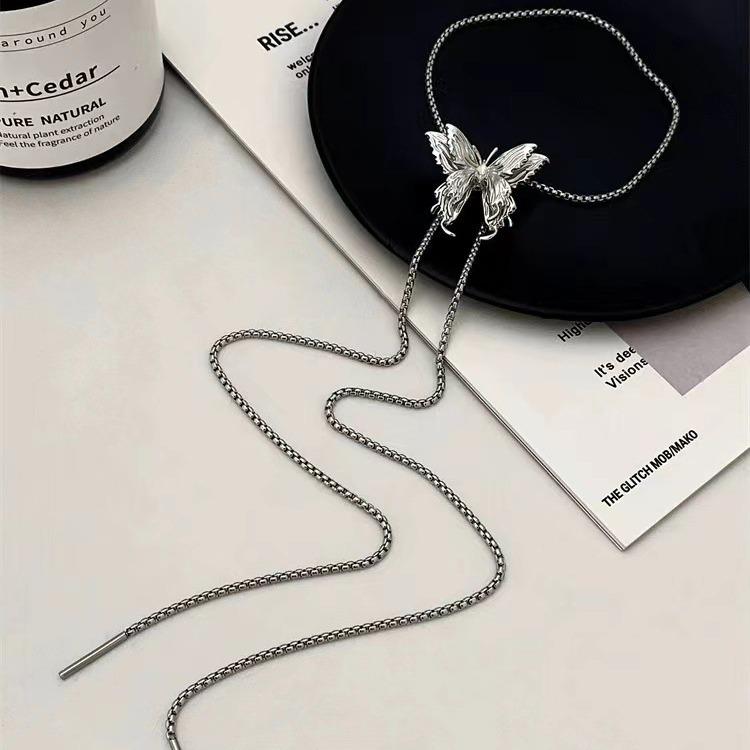 Elegant Butterfly Tassel Long Necklace - Versatile Fashion Clavicle Chain