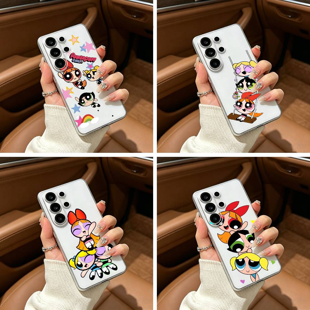Cute The P-Powerpuff-es Cartoon Girls Clear Phone Case for Samsung S25, S24, S21, S22, S23, S30, Ultra, S20, Plus, FE, Lite